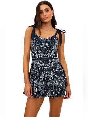 Beach Riot Pixie Black Bandana Athletic Pickleball Tennis Dress New